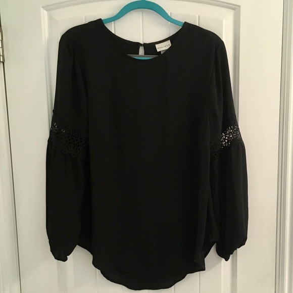 Ava & Viv Black Boho Blouse Crochet Arm X 14W - Picture 2 of 6